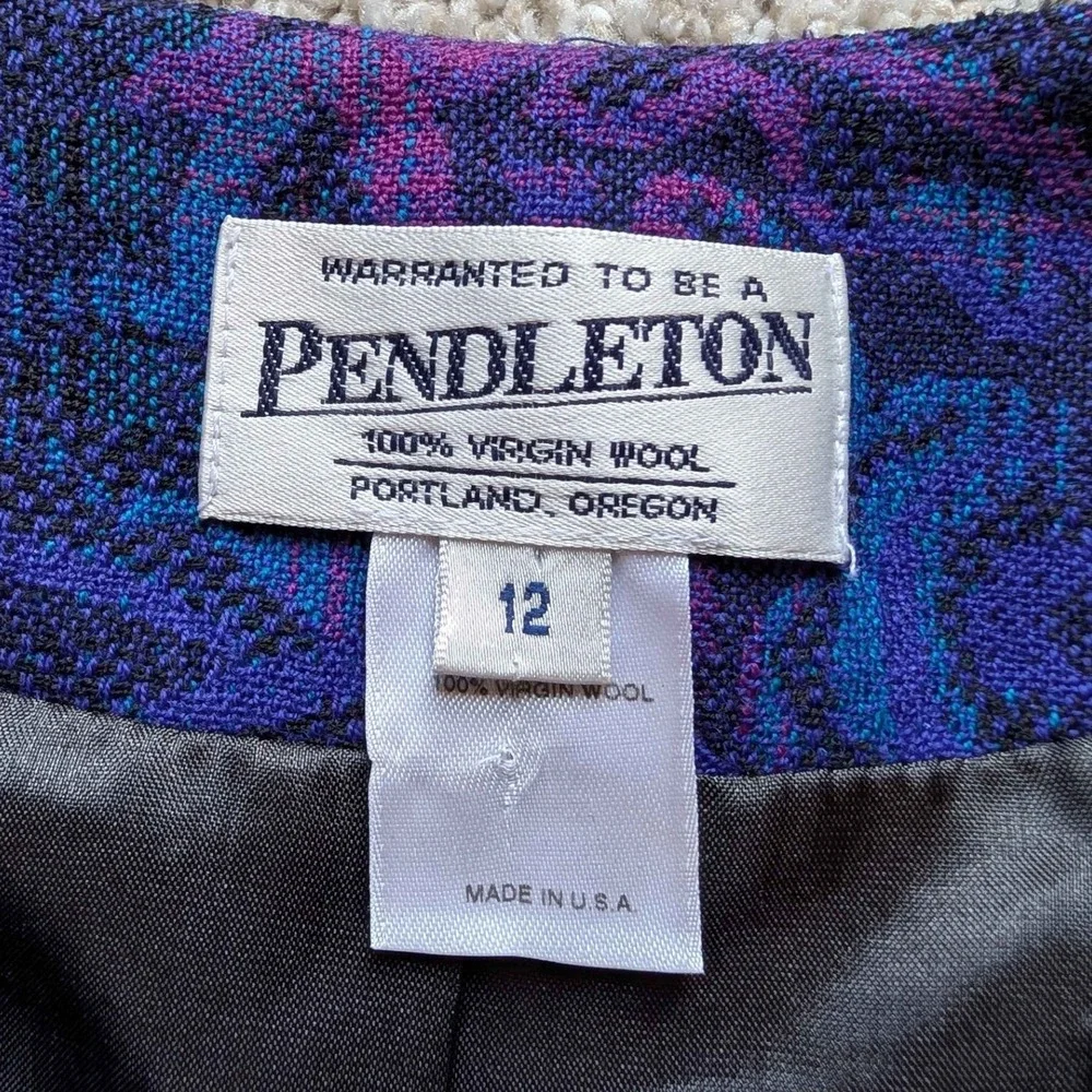 Vintage Pendleton Purple paisley Women's Blazer Jacket 12 100% Virgin Wool‎